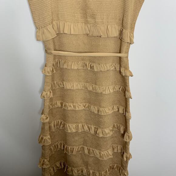 V. Chapman Lily Midi Bodycon Dress Warm Sand Womens Size 10 - Picture 5 of 16